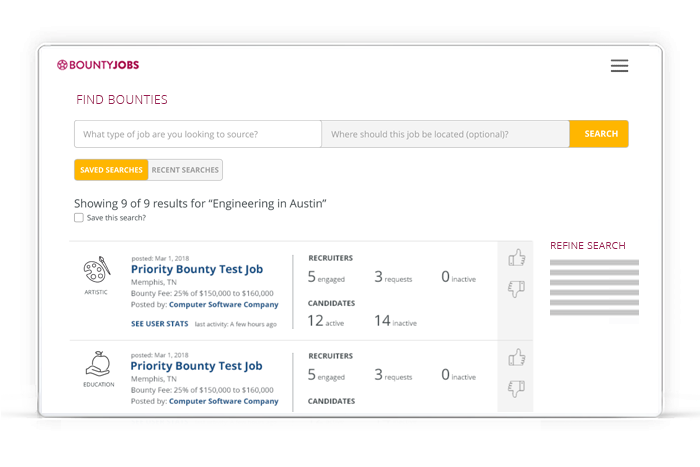 recruiter job marketplace screenshot